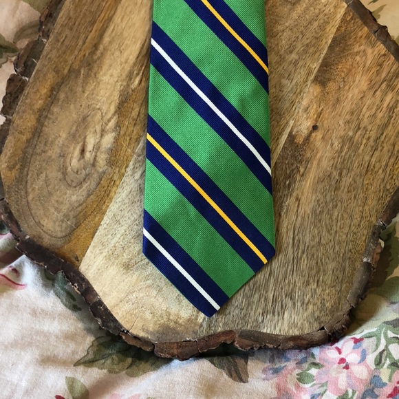 Vtg RALPH LAUREN Tie Diagonal Stripe Silk ITALY Made PREPPY Classic Business - Picture 7 of 14